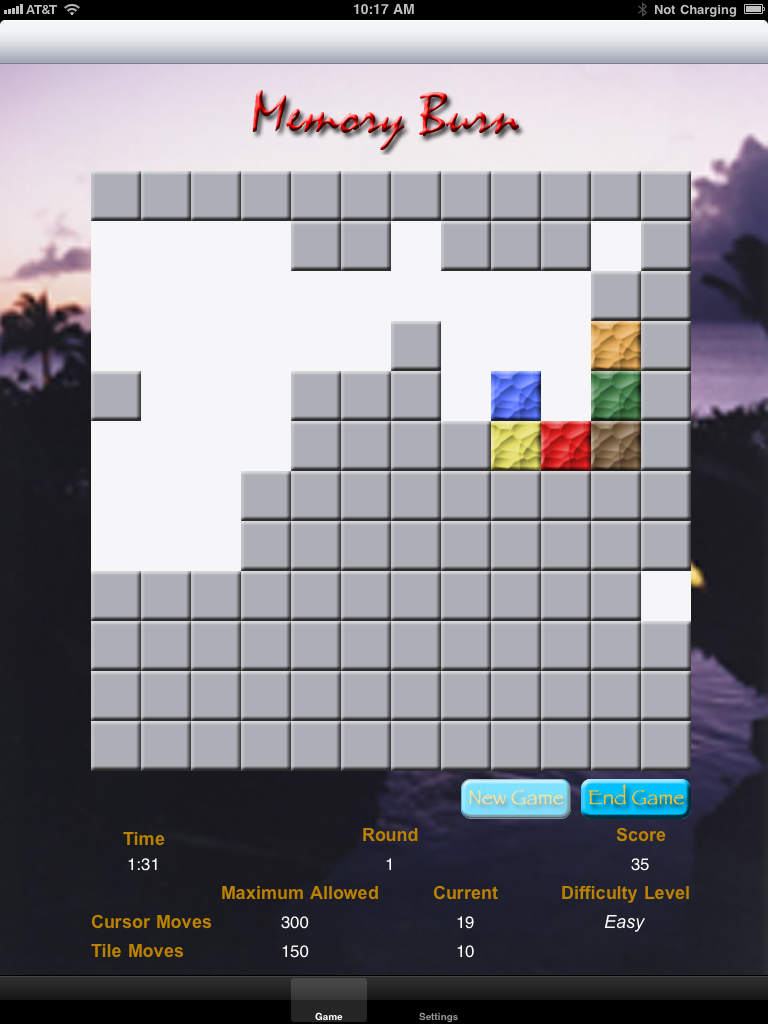 screen shot of crossnumber game